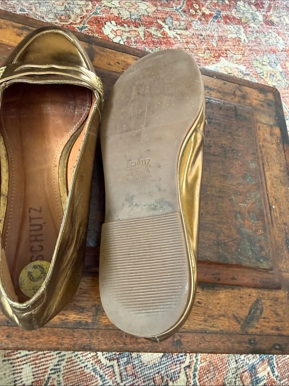 Schultz gold flats loafers 9